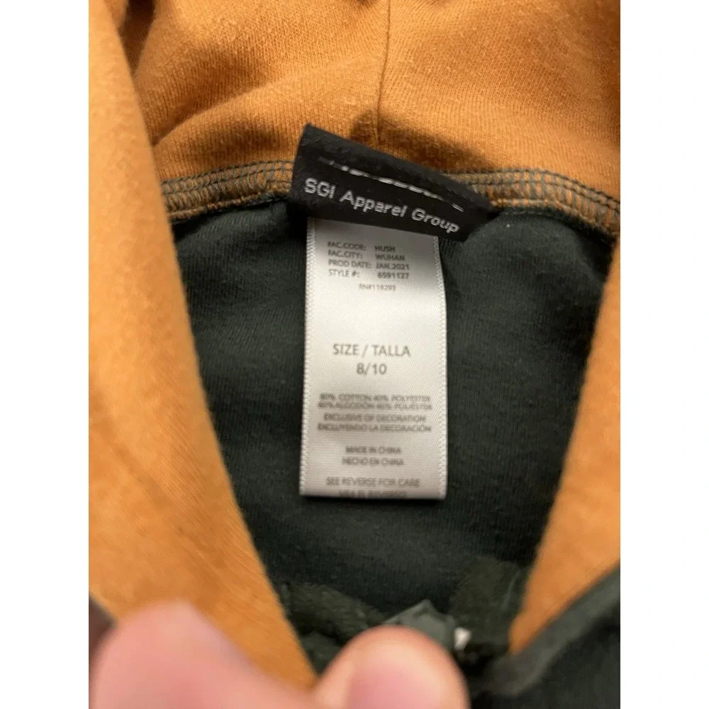 Harley-Davidson Youth Zip Hoodie Size 8/10 Green Orange Beige Jacket
